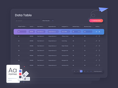 Data Table UI (Dark)