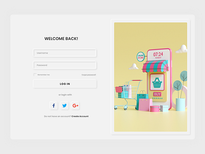 Voucher Website - Sign in Page 3d black log in neomorphic ui neomorphism neumorphism register sign in sign up soft ui ui design ux design web app website white