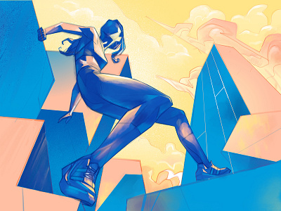 Concrete Jungle athlete city cool design girl illustration lifestyle parkour perspective procreate style urban