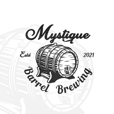 Mystique Barrel Brewing design flat illustration logo typography vector