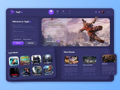 Home Page Game Design app cybersport dark theme dashboard design figma game design graphic design interface logo player product design stream ui uiux web design website