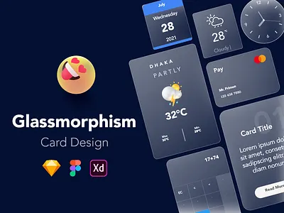 Glassmorphism Card Design app branding glassmorphism ui illustration ui ui assest ui kit ux