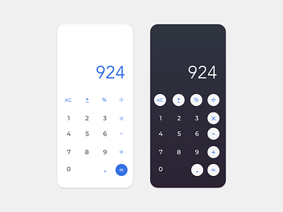 Calculator app design flat minimal typography ui