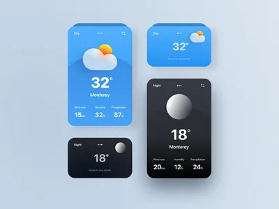 Weather widgets app animation app design graphic design interface motion graphics ui ux web widget
