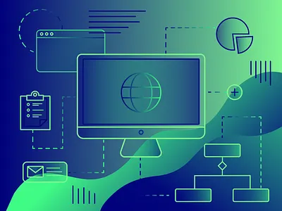 Extend Your ERP & CRM adobe illustrator ads blue business computer design digital digital ads digitize figma gradient illustration laptop low code marketing mendix processes tech technology webinar