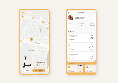 Scooter rental app 🛴 app design first work ios ui ux