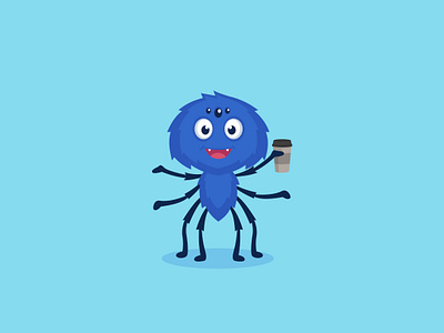 Cute Spider with Cofee caffeine cartoon coffee cute illustration spider