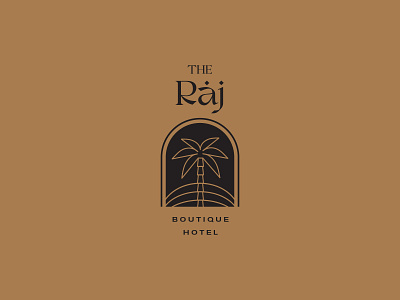 The Raj Hotel Badge badge boutique brand branding desert design graphic design hotel illustration logo logotype morocco palm tree typography