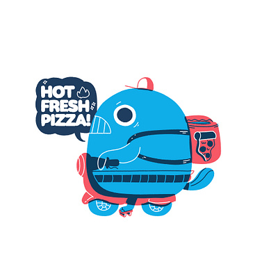 Pizza Whale #2 2d animal character characterdesign delivery design illustration photoshop pizza sea whale