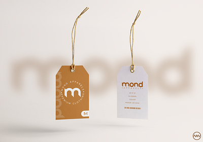 Mond Apparels Tag apparel branding brown cloth clothing design flat graphic design icon illustrator label logo minimal mockup photoshop presentation tag vector