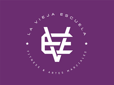 Monograma VE - Isologo La Vieja Escuela badge branding calligraphy diseño fighting isologo lettering logo design mma monogram old school patch purple tipografia tipography ufc ve