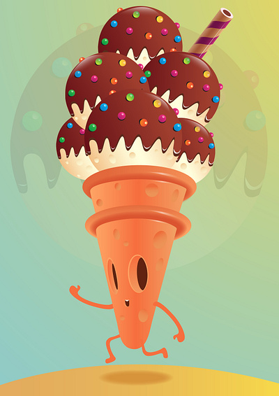 Fun Ice Cream adobe illustrator colors cone icecream enjoy food fun funny charachter graphic design icecream kids loveable