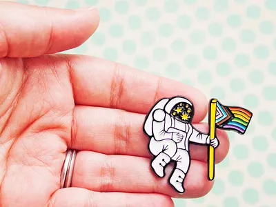 Mysterious Galaxy Pride Pin by boygirlparty astronaut enamel pin enamelpin lapel pin lgbtq pin pride pride 2021 pride month soft enamel pin