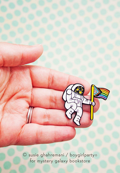 Mysterious Galaxy Pride Pin by boygirlparty astronaut enamel pin enamelpin lapel pin lgbtq pin pride pride 2021 pride month soft enamel pin