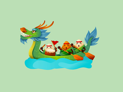 端午节 animation lake water