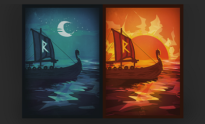 Raido design drakkar illustration rune scandinavia vikings