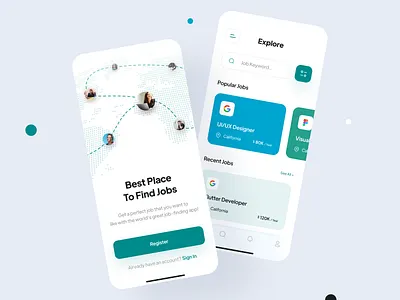 Job Finder App UI Design 3d app appdesign appui appuidesign clean ui concept dailyui dailyuidesign design illustration job jobfinder minimal mobile app modern uidesigner uiinspiration ux