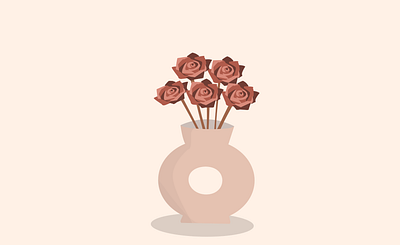 Roses in vase design flower illustr illustration illustrator minimal rose vase warm