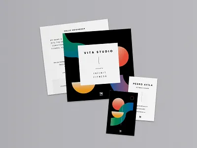 Vita Studio Branding brand design branding bright business cards fitness brand flyer design gradient health shapes