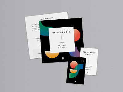 Vita Studio Branding brand design branding bright business cards fitness brand flyer design gradient health shapes