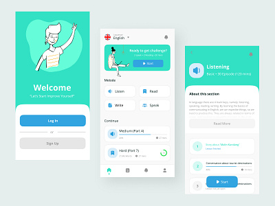 Learning Language App app clean design concept course desig app design e learning edtech education illustration language minimal mobile app mobile design mobile ui online learning platform simple design ui ux