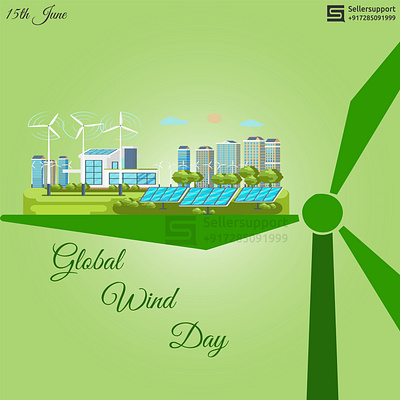Global Wind Day art concept creativity design global wind day illustration seller support sellersupport social media banner social media post typography vectorart