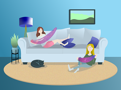 Slime Summer adobe art couch girls illustration illustrator kids living room slime vector