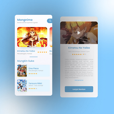 Mongnime Streaming Anime App Design app branding clean design illustration uidesign web webdesign