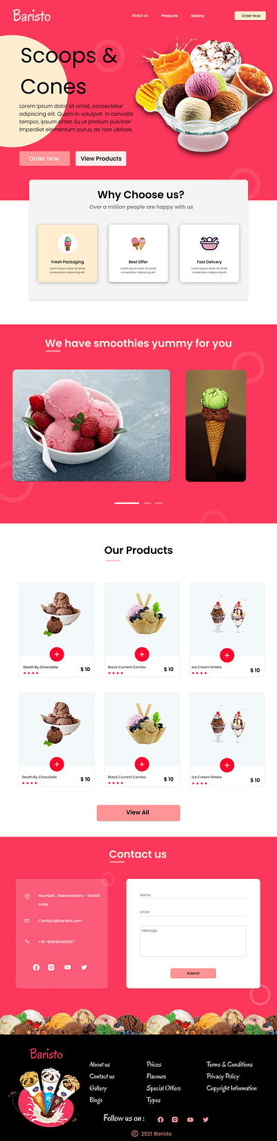 ICE CREAM WEBSITE branding ui