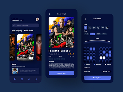 Cinema Ticket Booking - Mobile App app cinema cinemaapp design ticket ui ui design uiux uiuxdesign