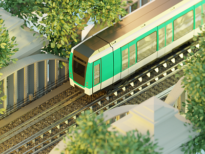 Paris Metro 3d 3d art blender city illustration isometric low poly metro paris sunrise