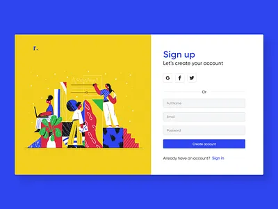 Sign up page - DailyUI#01 adobexd daily ui dribbbleshot illustration signupage uidesign uiux uiuxdesign webdesign