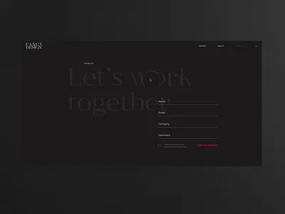 Fancy Design. Let's work together animation branding composition contact us design design agency form hover effect inputs logo typography ui uiux web website