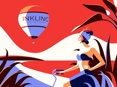 Inkling bicycle contrast design flat illustration light minimal minimalism vector