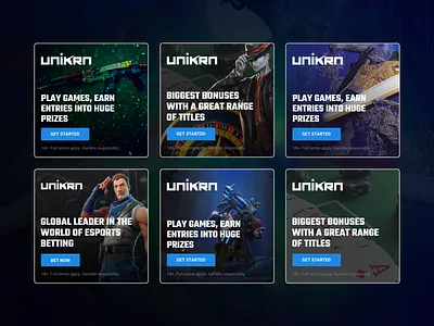 Special Promotional Banners For Esports Betting Platform Unikrn abstract advertisements banners betting branding clean creative dark design esports gaming marketing promotional ui unikrn