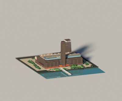 Public Building | Tate Modern 3d architecture building design illustration museum space voxel