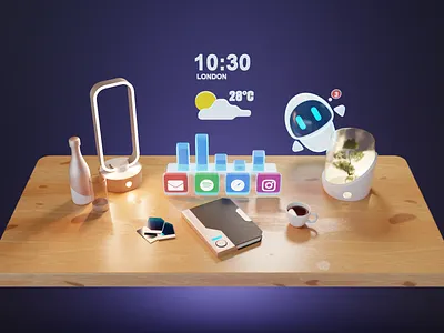 Virtual AR Desktop 3d 3d ui ar ar desktop ar ui augmented reality blender illustration render