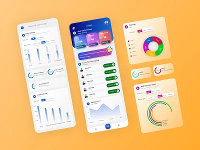 Analytics and Dashboard analytics app app design application bars chart dashboard design exchange finance graphic design home page mobile mobile app design pie chart ui uikit uiux user interface ux