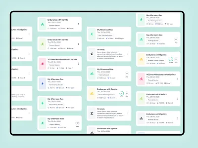 Training Session Cards 3d app concept best design popular top ui ux