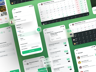 Holeswing - Light Theme Version android app chat clean dashboard design game golf gps illustration ios leaderboard maps match minimal design mobile app navigation scoreapp ui ux