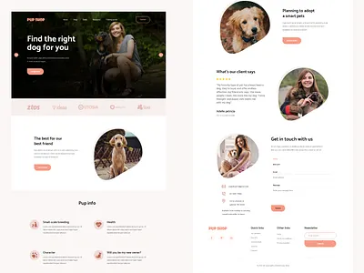 Pup Shop - For Pet Stores animal store care creative design design dog store health health care landing page minimal design pet pet care pet health care pet shop puppy ui design uiux ux ux design web design website