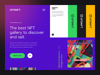 UFONFT Gallery Branding brand design brand guideline brand identity brandbook branding crypta currency guidelines halo lab hero identity logo logo design logotype nft