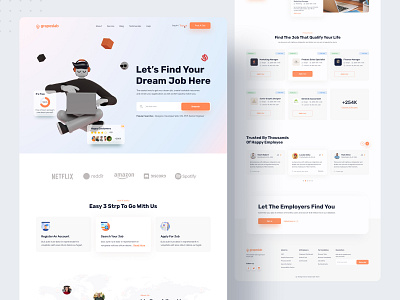 Job Finder Landing Page || Grapeslab best designer design dribbble best shot find a job grapeslab homepage job finder job listing job search jobs landing page online work popular shot top designer uiux web web design website website concept