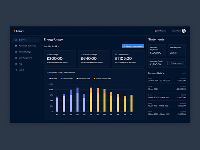 Dashboard UI dark mode dashboard desktop interface ui