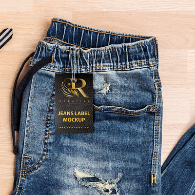 Free Jeans Label Mockup PSD Template