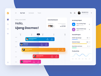 Task Management Dashboard calendar chart clean dashboard design interface line chart list logo manage management schedule task ui ux web website