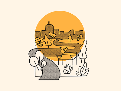 Sunrise over Indianapolis - Sketch cat gold halftone illustration sun sunrise texture