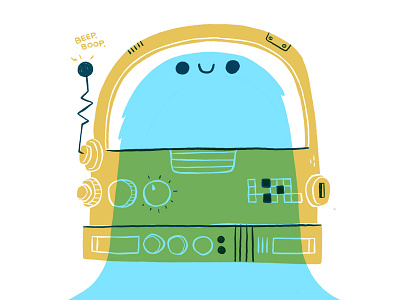 Cute Space Monster 2 color astronaut blake stevenson cartoon character design cute graphic design il illustration jetpacks and rollerskates print retro simple space ui ux