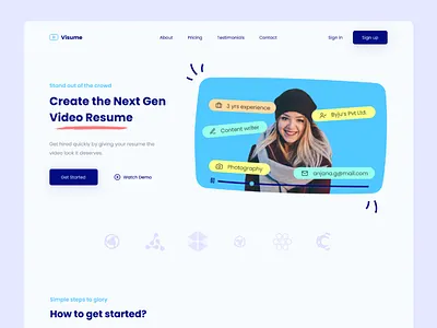 Video Resume Landing Page landing page ui ui design video resume web design