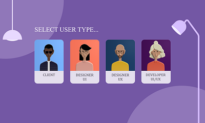 Select user type design illustration ui ux